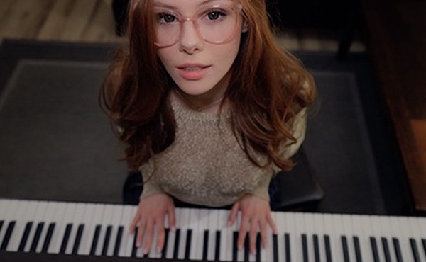 Music is fun when a student has no panties  piano lessons  SEX with Teacher  cum on face